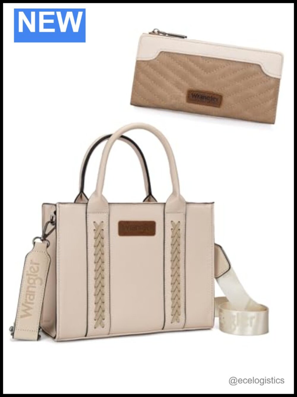 Whipstitch Tote and Slim Wallet Set for Women with Zipper and Multiple Slots